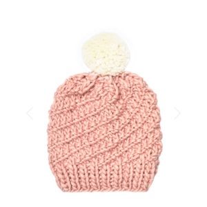 Pink beanie.